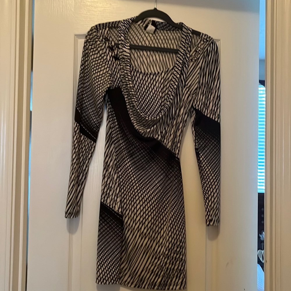 Black and white print dress